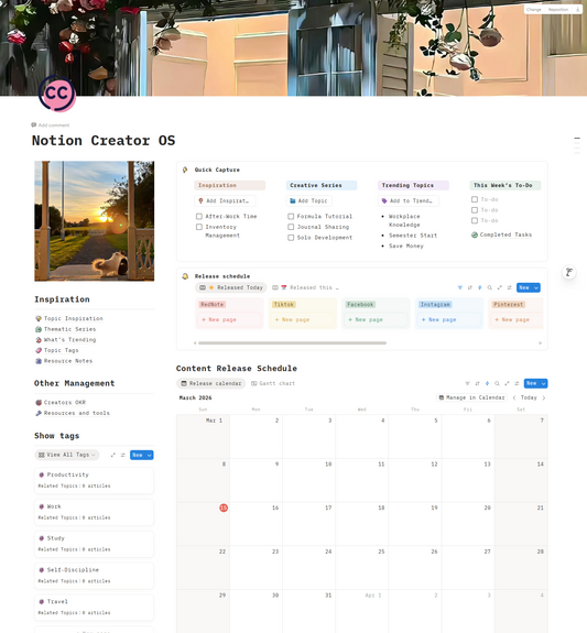 【Notion Creator OS】Template – Plan Content & Manage Ideas