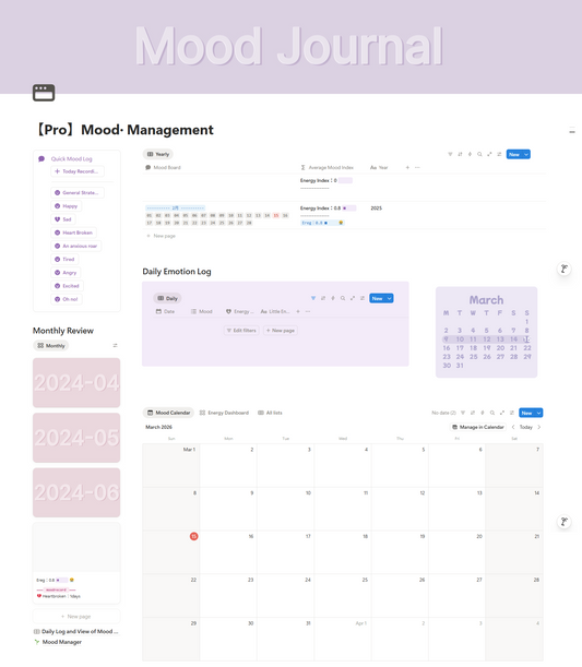 【Mood Journal】Notion Template – Track Emotions & Wellness