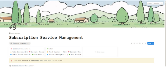 【Subscription Service Management】Notion Template – Track Expenses & Renewals